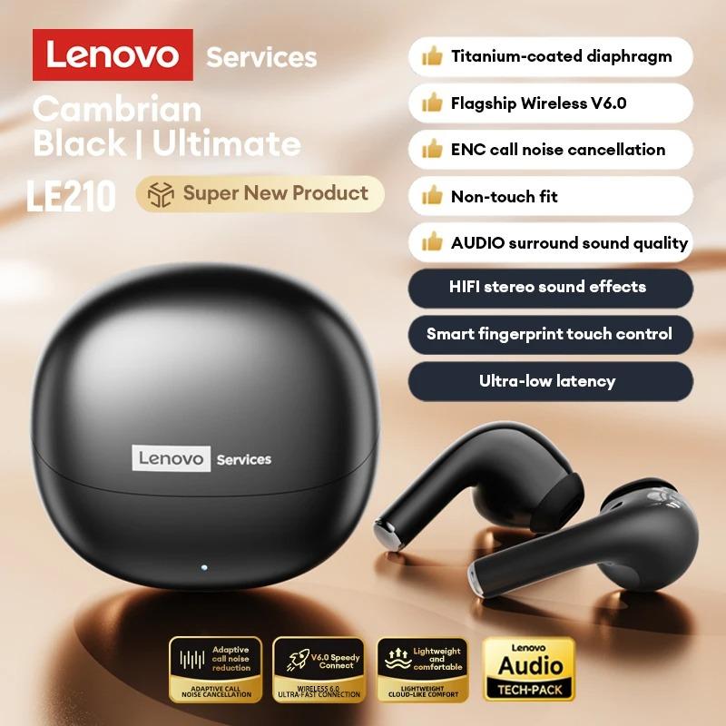 

Оригинальные беспроводные Bluetooth-наушники Lenovo LE210 с Bluetooth 6.0, низкой задержкой, Hi-Fi качеством звука, игровые спортивные наушники, HD-вызов, шумоподавление, вкладыши