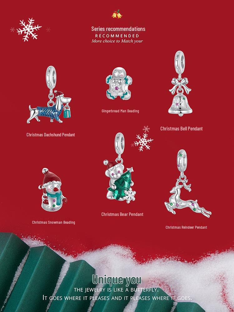 Yinziyun Weihnachtsbär Halskette für Damen, Leichter Luxus s925 Sterlingsilber Glücksbringer Schlüsselbeinkette