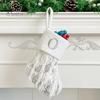1Pc Christmas White Stocking Letter Embroidery Knitted Handmade Reusable Xmas Tree Hanging Gift Bag Stocking Pendant Party Holiday Decoration