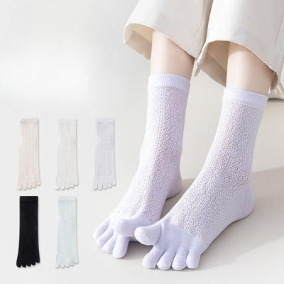 Summer Socks for Women: Thin Mesh Mid-calf Socks, Summer Five-finger Pilates Socks, Thigh-high Socks