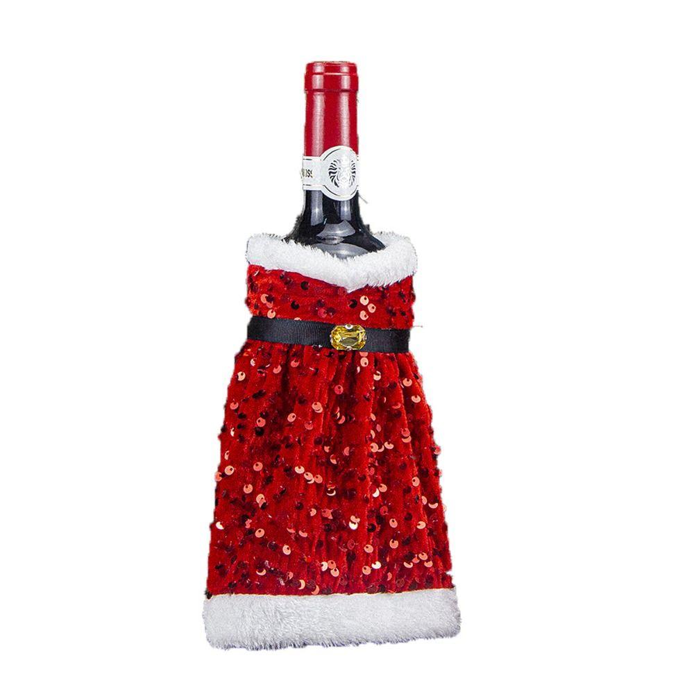 Portable Glitter Plush Wine Bottle Set Santa Claus Wine Pouch Gift Champagne Wine Bag  Party Favors