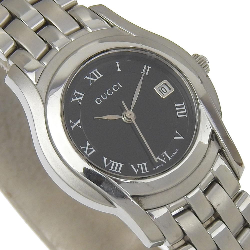 Gucci Watches 5500L blackDial Stainless Steel Quartz Analog Display Women Used