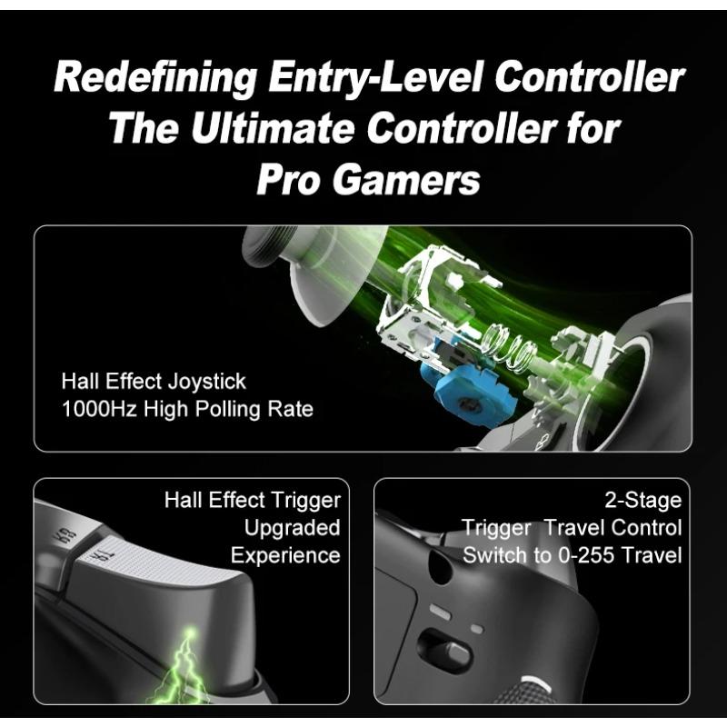 Wireless Gaming Controller 2.4G Bluetooth Hall Effect Gamepad Joystick for Nintendo Switch/PC/iOS/Android /Steam