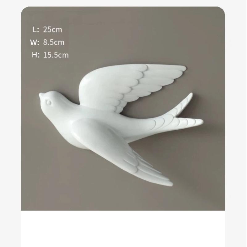 3D Resin Bird Wall Decor, No-Drill Hanging Decorative Birds for Home Wall Art