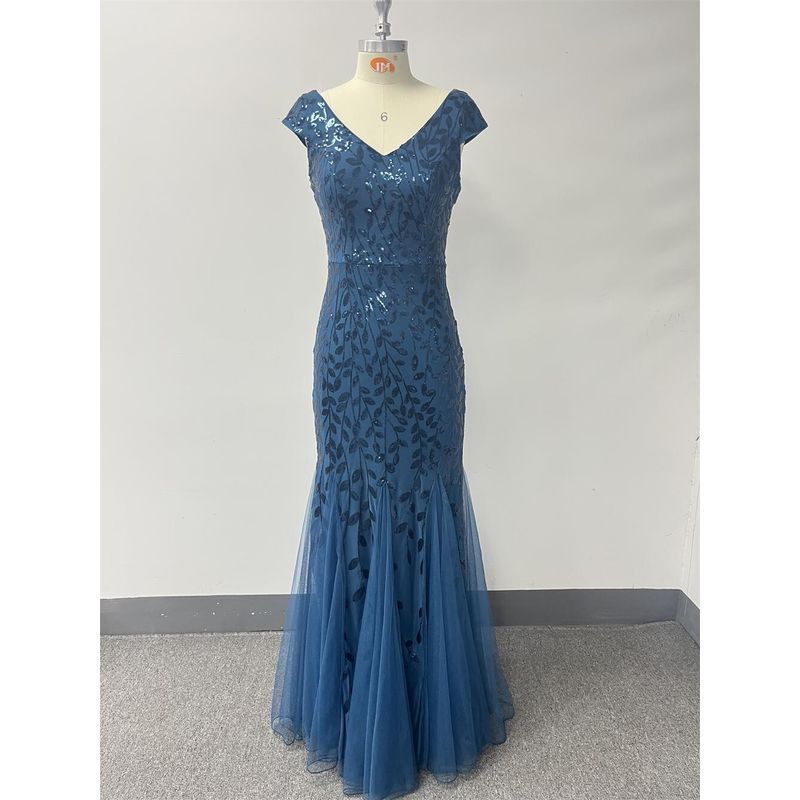 New Fashion Women Dress Long Maix Blue Wedding Party Dresses Peacock Blue European Size Is 2 Sizes Too Large S