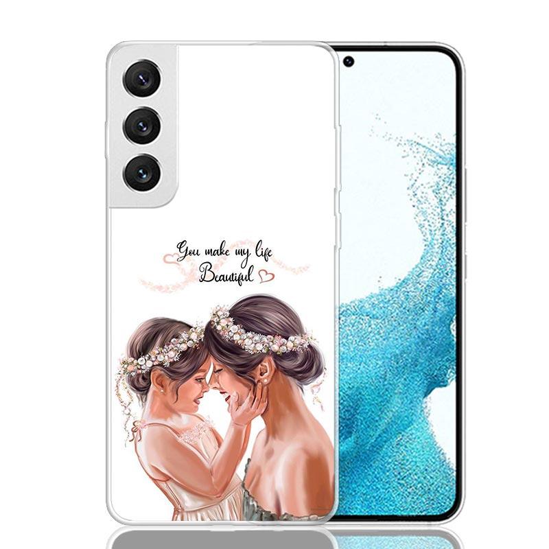 Mom Baby Girls Case Phone Cover for Samsung Galaxy S24 S25 Ultra S23 Plus S22 + S21 S20 FE S10 S25Plus Trend Fundas S24 Ultra S2