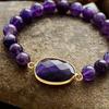 Women's 8mm Amethyst Elastic Natural Stone Beaded Bracelet, Popular European and American Handmade Jewelry