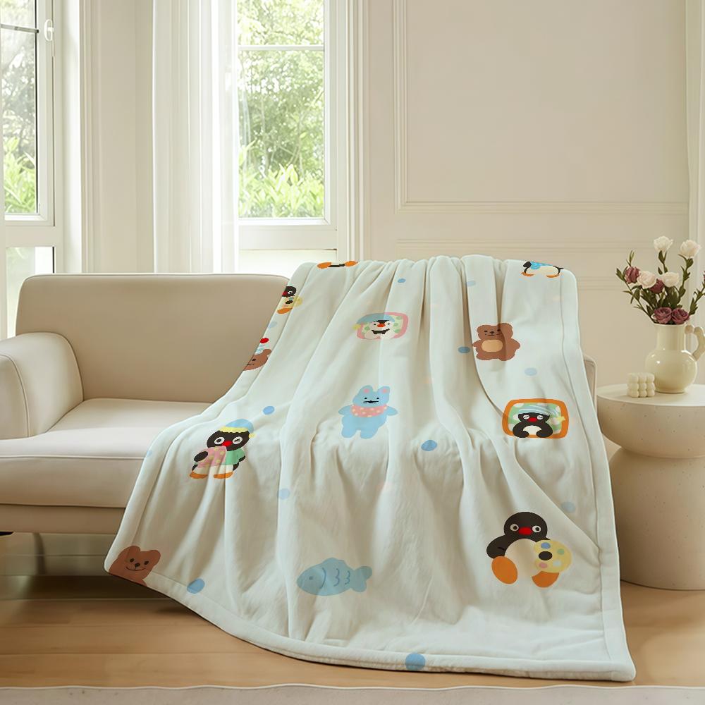 Cartoon Penguin Cute Blanket Warm Soft Suitable For Bedroom Sofa Bed Living Room Office Travel Camping Gifts