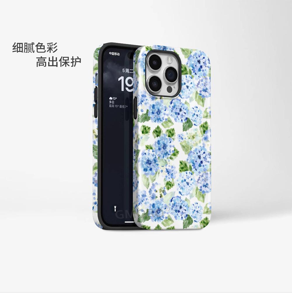 Factory Direct Supply Fresh Hydrangea Magnetic Suction Magsafe Apple 15 Mobile Phone Case iPhoneAIR Protective Case