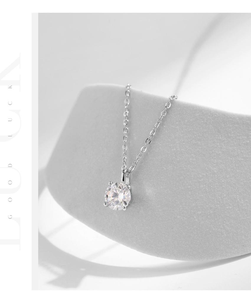 MODIAN 1 Carat Moissanite S925 Sterling Silver Necklace - Elegant & Luxurious, All-Match Clavicle Chain for Women