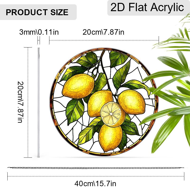 

2D Flat Lemon Suncatcher, Acrylic Window Hanging Decor 7.87/11.81in, Home Garden Decoration Housewarming Gift 20cm/7.87inches