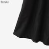 ZANZEA Abito Musulmano Casual da Donna con Scollo Rotondo, Manica Lunga Larga