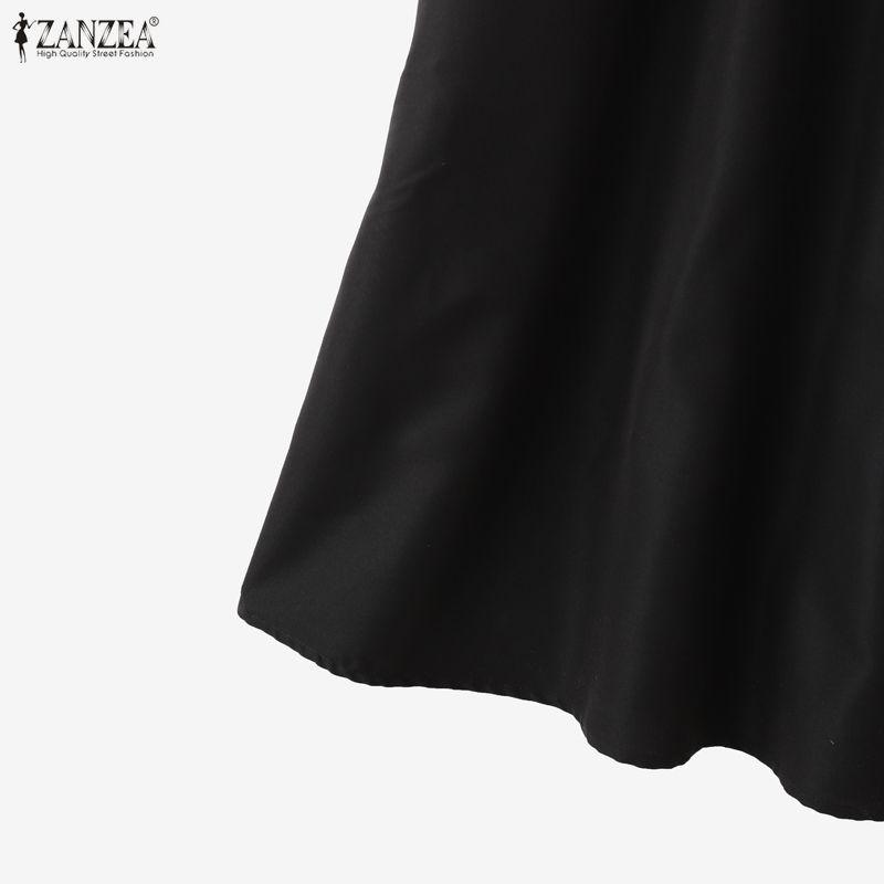 ZANZEA Abito Musulmano Casual da Donna con Scollo Rotondo, Manica Lunga Larga