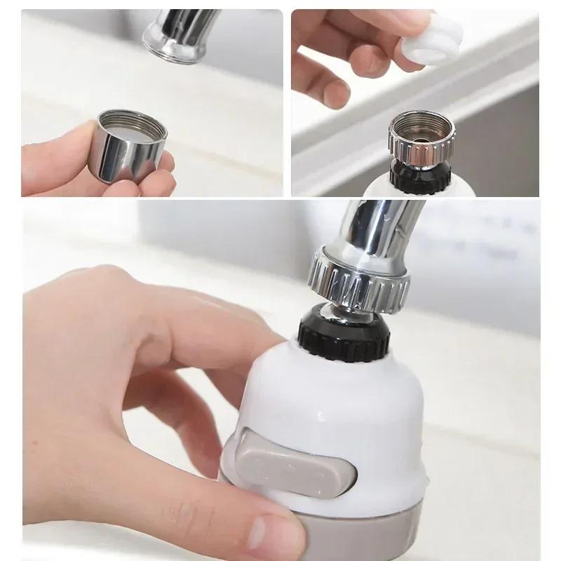 Kitchen Rotatable Multifu Accessories Water Saver 3 Modes Water Tap Nozzle Filter Splash-proof Faucet Booster Tools Supplies