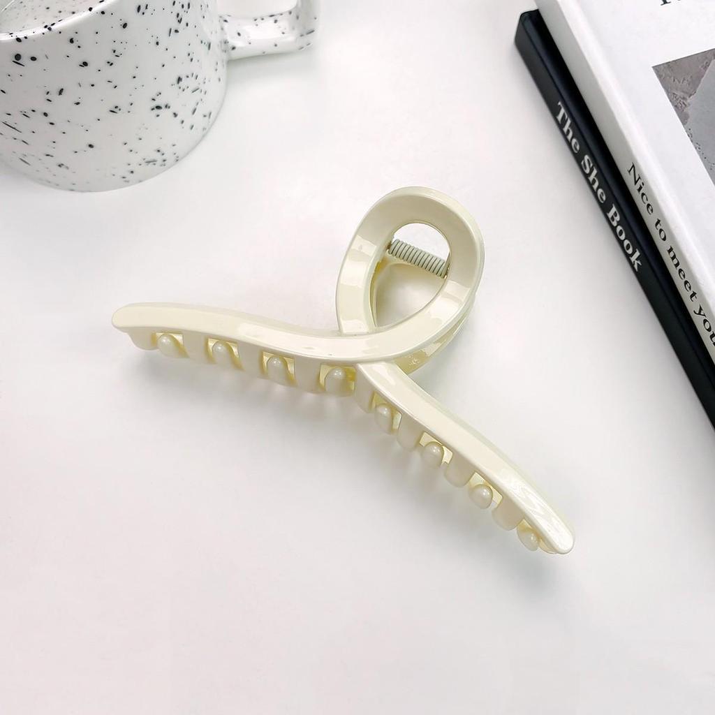 Korean Style Semi-Circular Transparent Hair Clip for Women's Updos - High-End Hollow Shark Clip