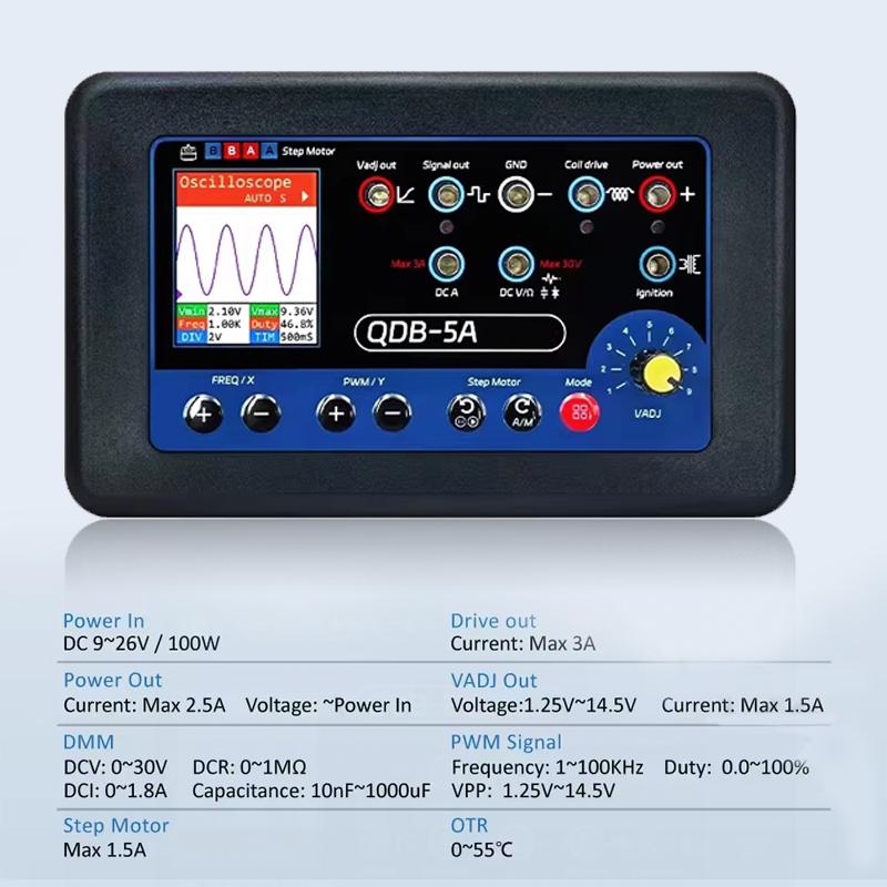 QDB300 5A 12~24V Ignition Coil Test Injector Tester Car Sensor Tester Oscilloscope PWM Drive Fault Detector Stepper Motor Tester