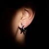 Copper Stud Earrings with Black CZ and Crisscross Design