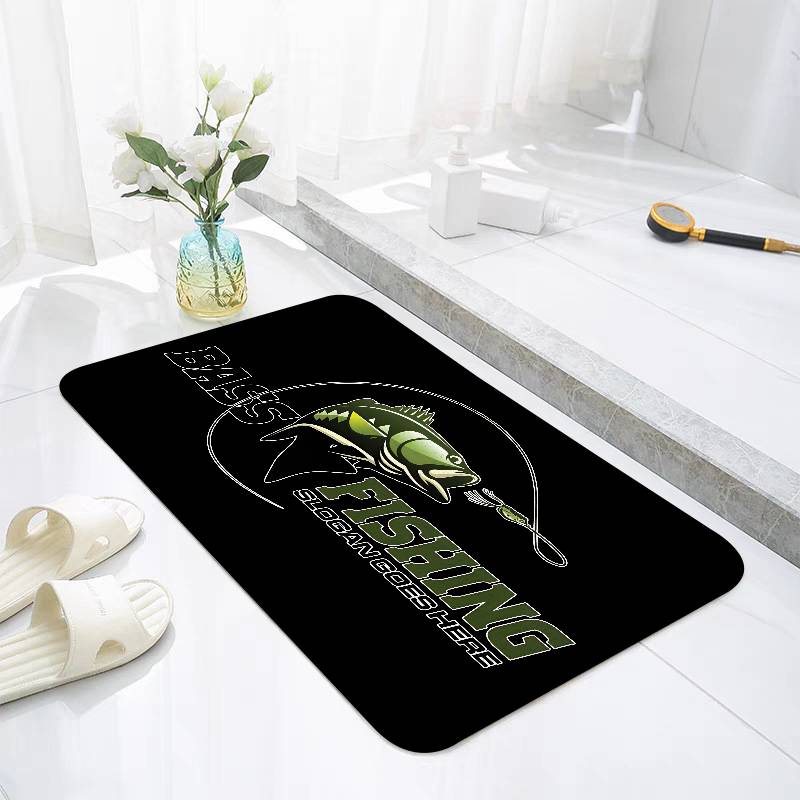 Bass Fishing Floor Mats Home Laundry Rug Carpet For Living Room Decor Lounge Area Anti-slip Foot Mat Entrance Doormat
