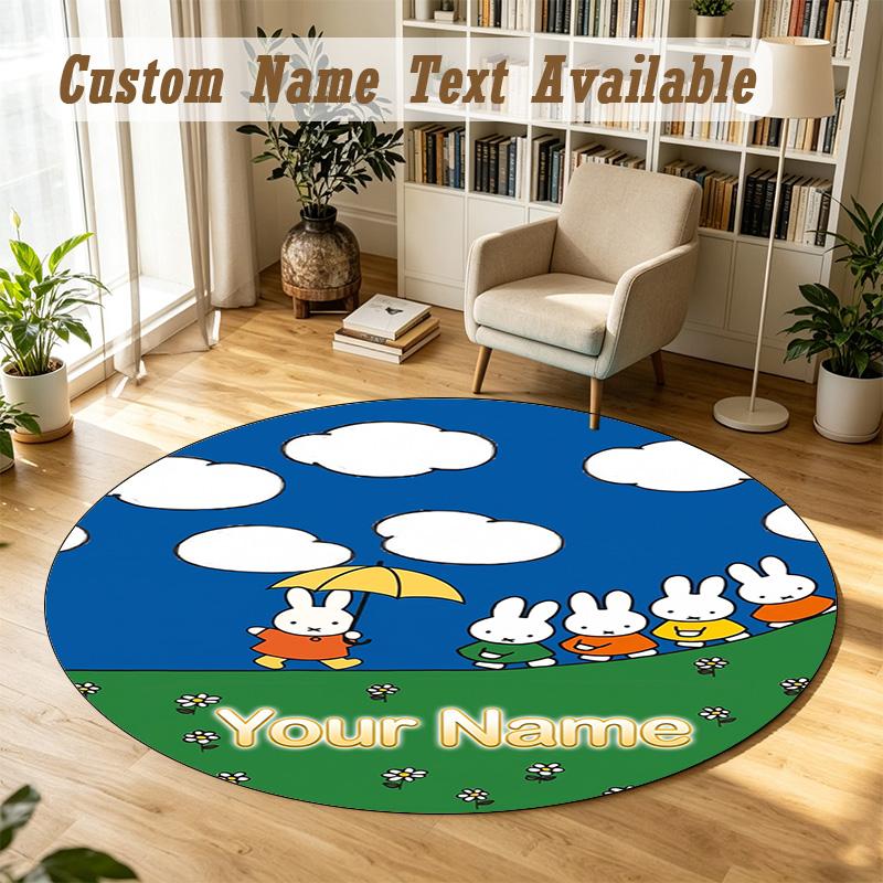 Round Rug Custom NameMiffy Pattern Non Slip Carpet Home Floor Decor