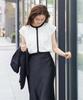 Yours French Sleeve Band Collar Blouse BBXN1458, Women's, Medium, White/Black