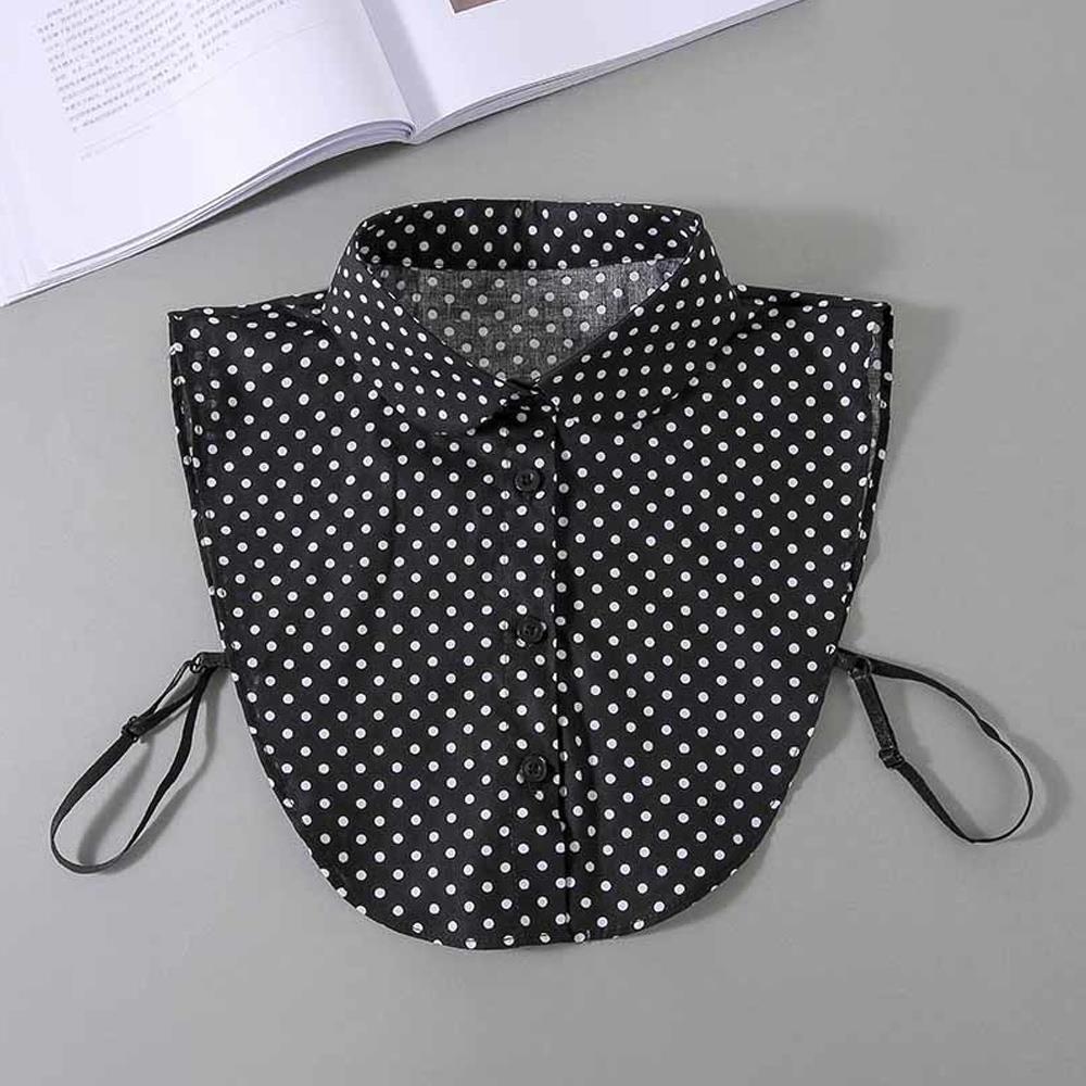 Polka Dots Shirt Detachable Collar Front Tie White Fake Collar Women Stand Detachable Collar Fake Vintage False Blouse Collar
