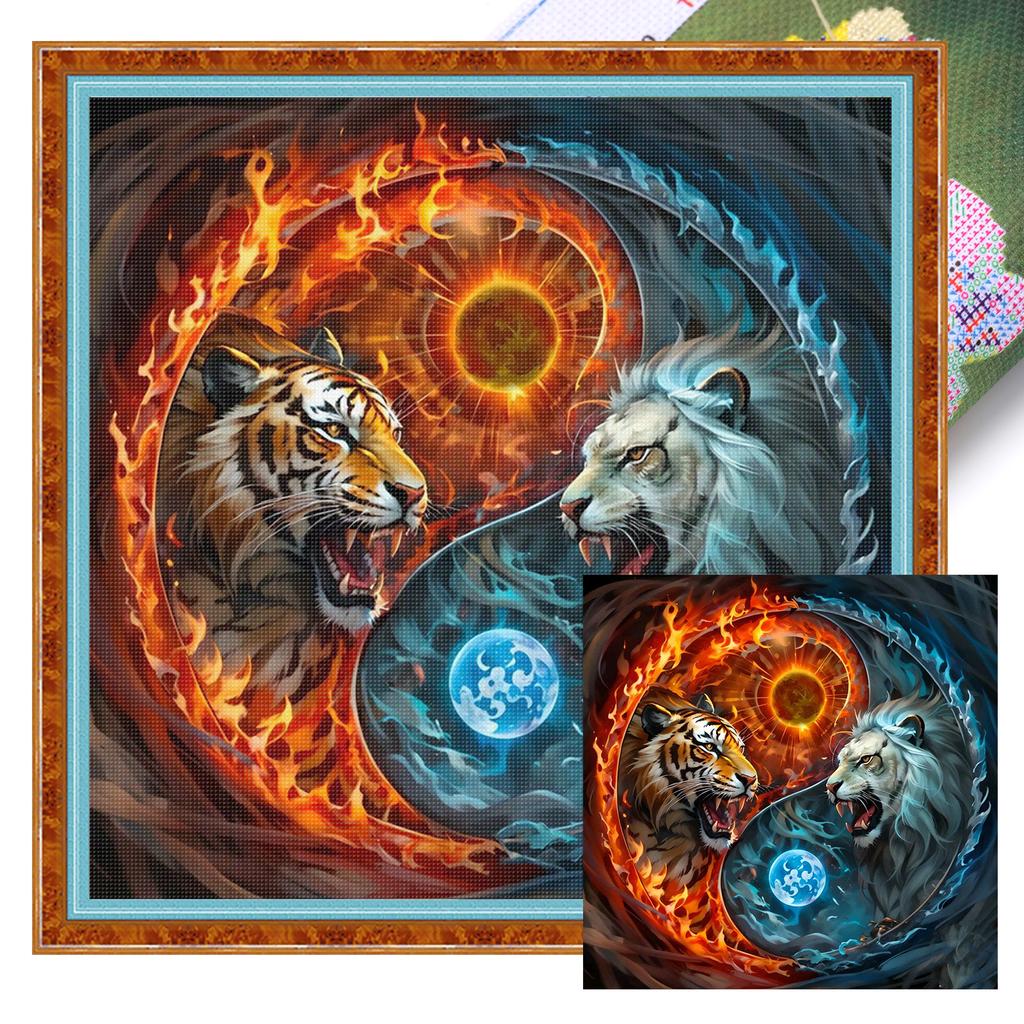 Tai Chi Yin Yang Full 11CT DIY Stamped Cross Stitch Kits 40x40cm Printed Cross-Stitch Kits for Adults Home Decor