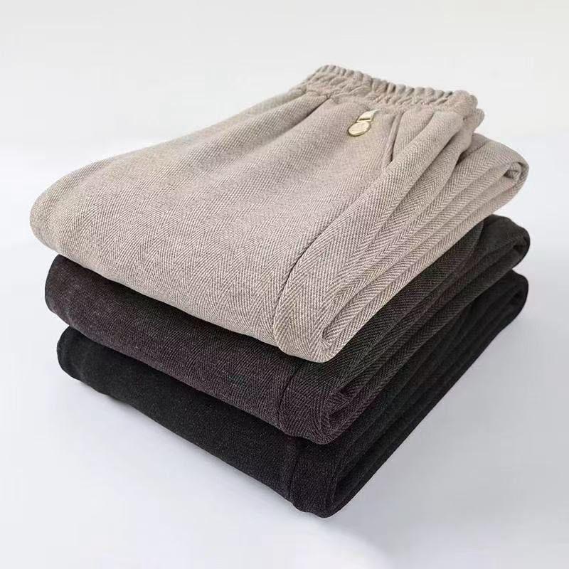 Maternity High-Waisted Wool Wide-Leg Pants - Elastic, Plus Velvet, Thickened for Autumn & Winter