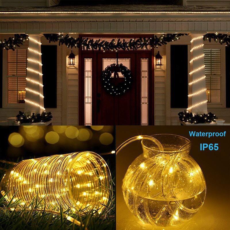 Colorful Outdoor Solar LED Tube Strip Lights - USB/Battery Powered Christmas Lighting with Copper Wire