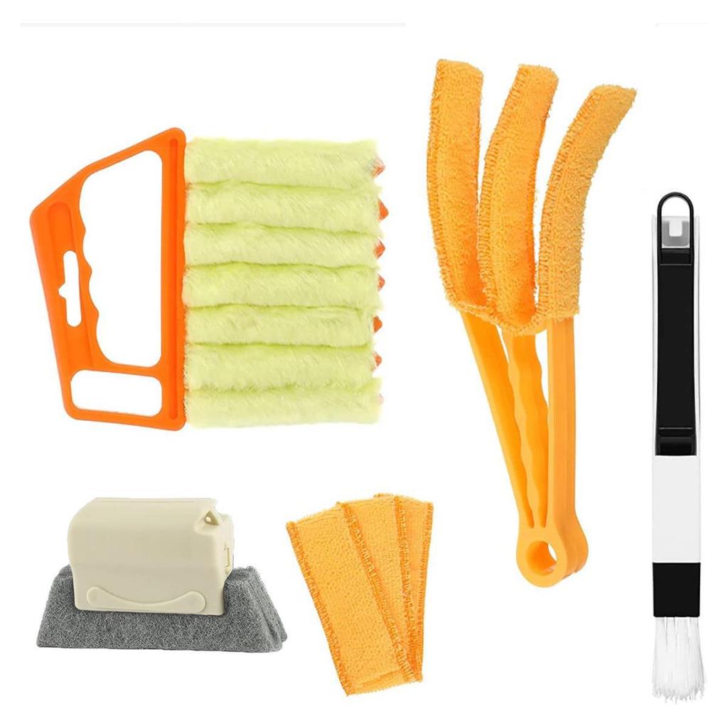 Removable Washable Dusting and Slit Cleaning Brush Set for Air Conditioner Vents, Blinds, and Windows
