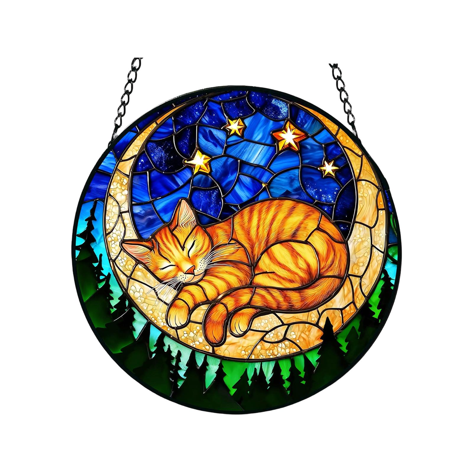 

Acrylic Suncatcher Wind Chime Hanging Ornament with Bird and Floral Design for Home Garden Window Decoration Gift One Size