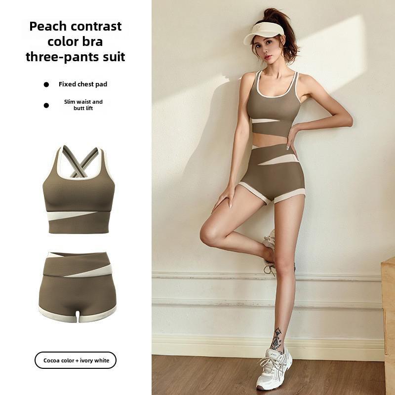 

Жіночий безшовний костюм для йоги Juyitang - відкритий пупок, стильна спинка, ідеально підходить для фітнес-бігу XL