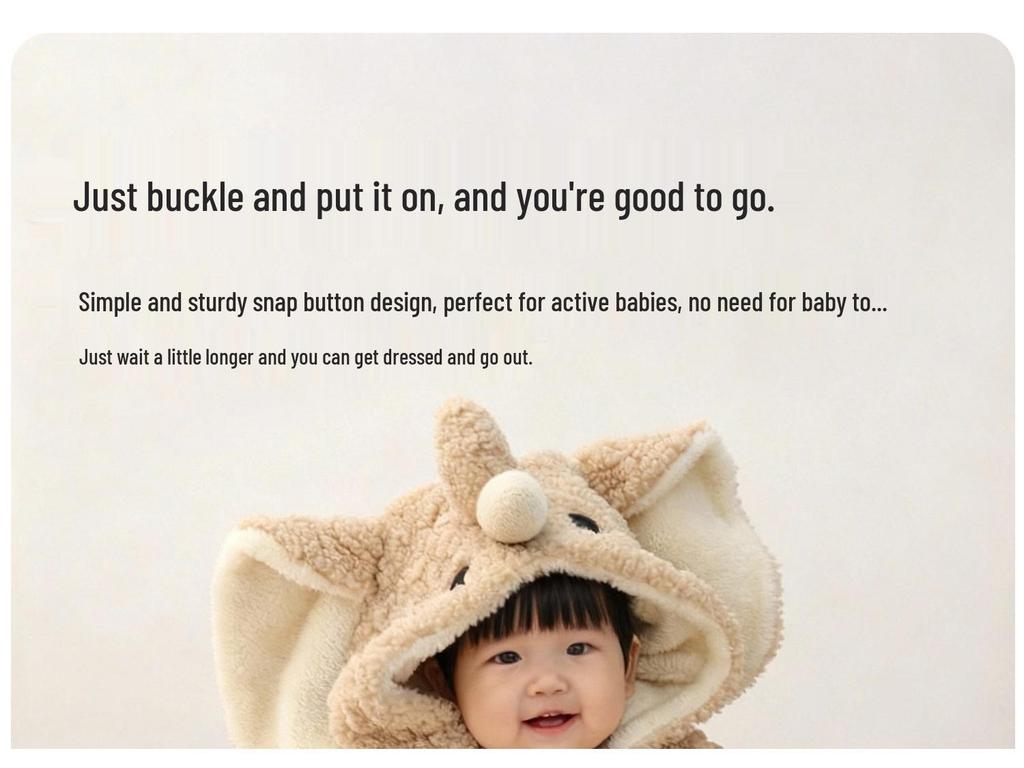 Pelerină cu Fleece cu Strat Dublu, Desen Animat 3D, pentru Copii: Extra Gros pentru Plimbările Bebelușului