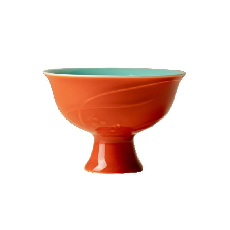 Forbidden City Red Gongfu Tea Set: Ceramic Teapot, Lid Bowl, Filtered Tea Cup, Fair Cup, and Pot Stand Ornament