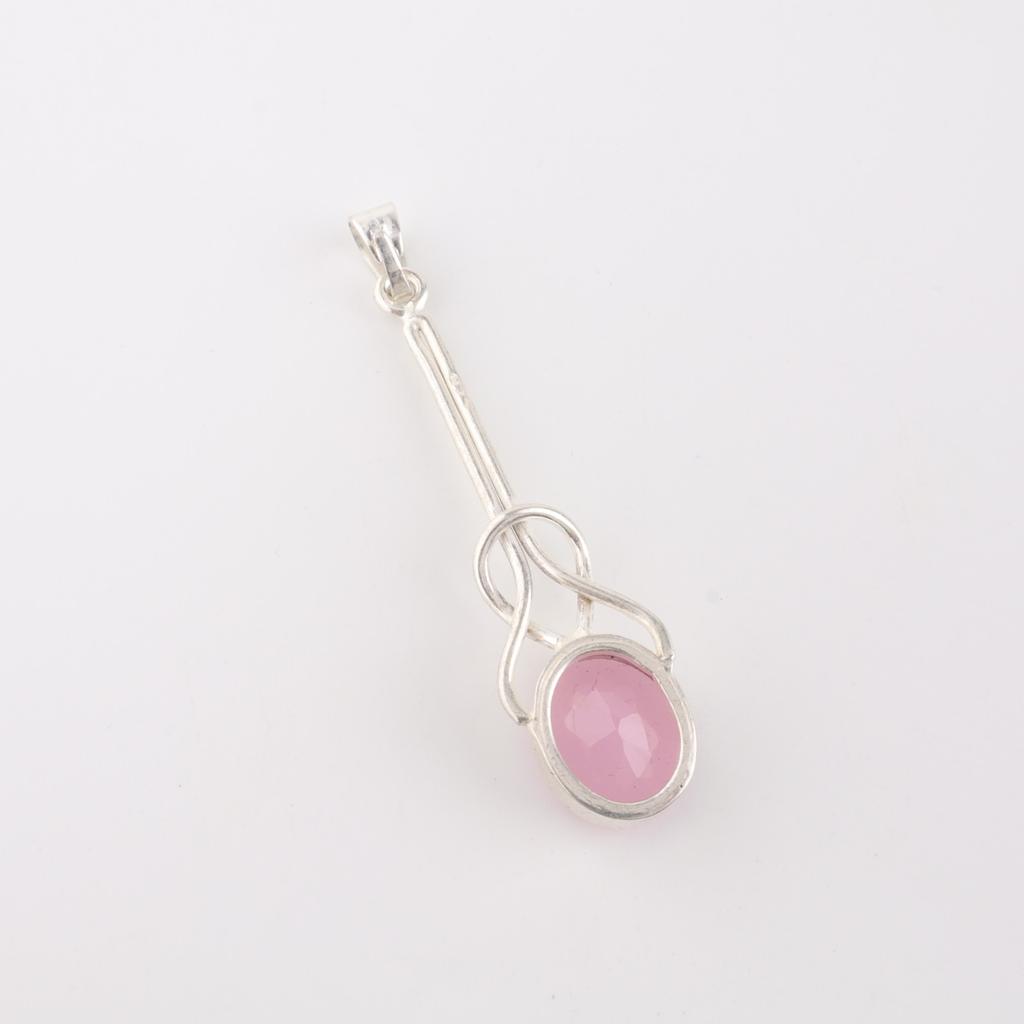 Rosenkalsedon Ädelsten 925 Sterling Silver Smycken Handgjort Hänge 1,79" PP-60-17