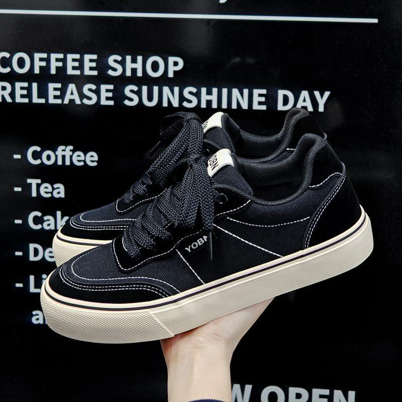 

Мужская обувь 2025 новая летняя парусиновая обувь мужская повседневная обувь корейская версия трендовая универсальная платформа мужская спортивная трендовая обувь 44 чёрный