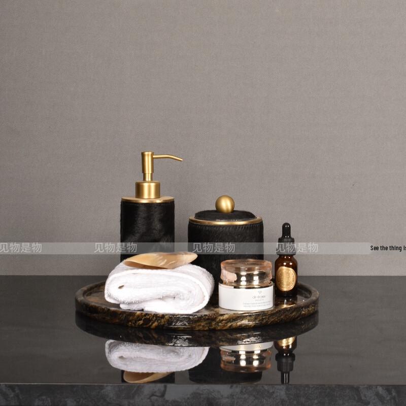 QunRong Modern Light Luxury Bathroom Marble Tray & Hand Soap Dispenser Set