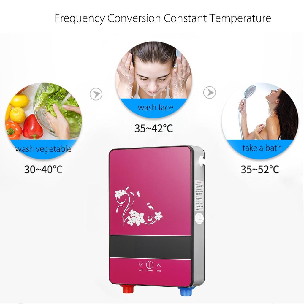 6500W 220V/50Hz Electric Hot Water Heater Tankless Instant Heating Set Overheating Protection Constant Temperature With Shower Nozzle