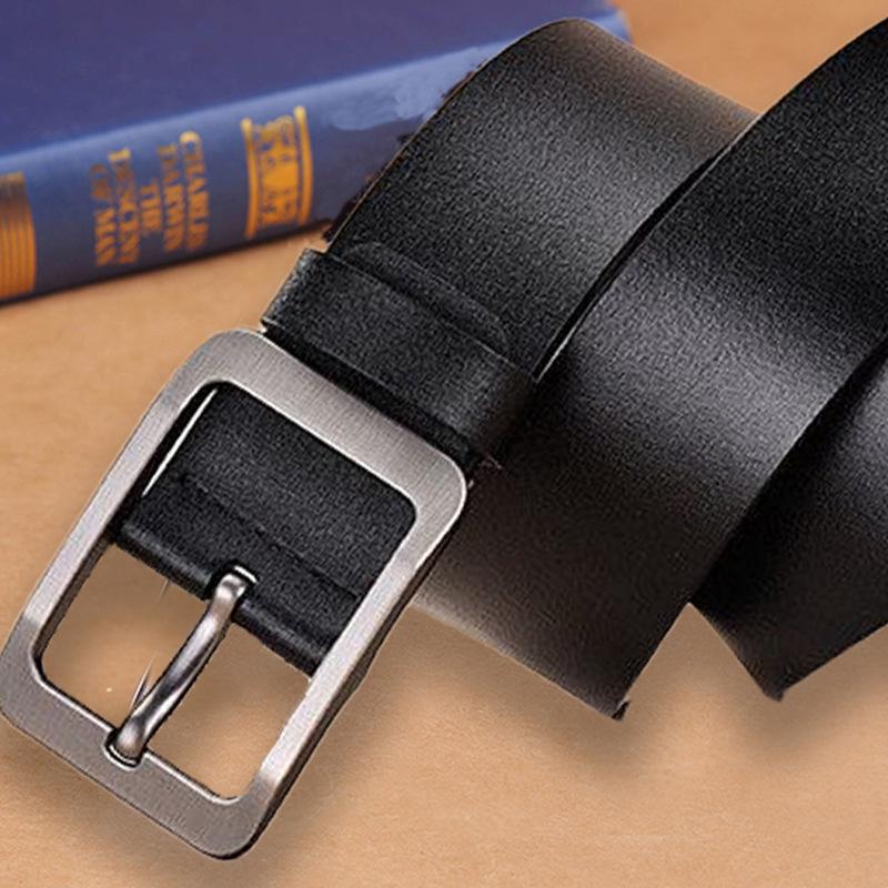 Retro Alloy Pin Buckle Cowhide Leather Belt for Business Casual Pants