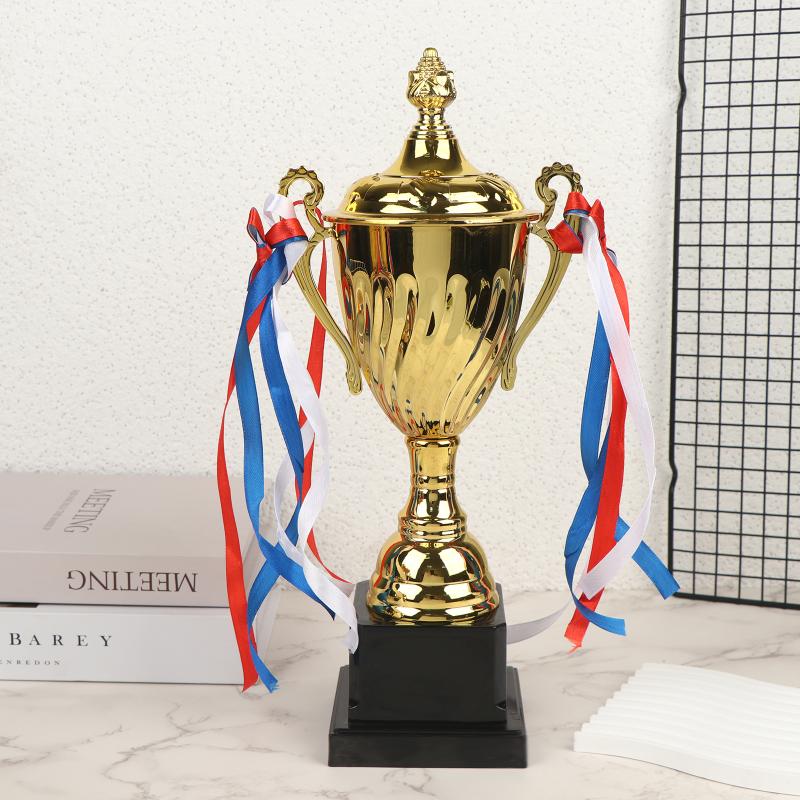 Metal Gold Trophy Cup Sports Award with Base Lid for School Sports Day Large Size Winner Souvenir