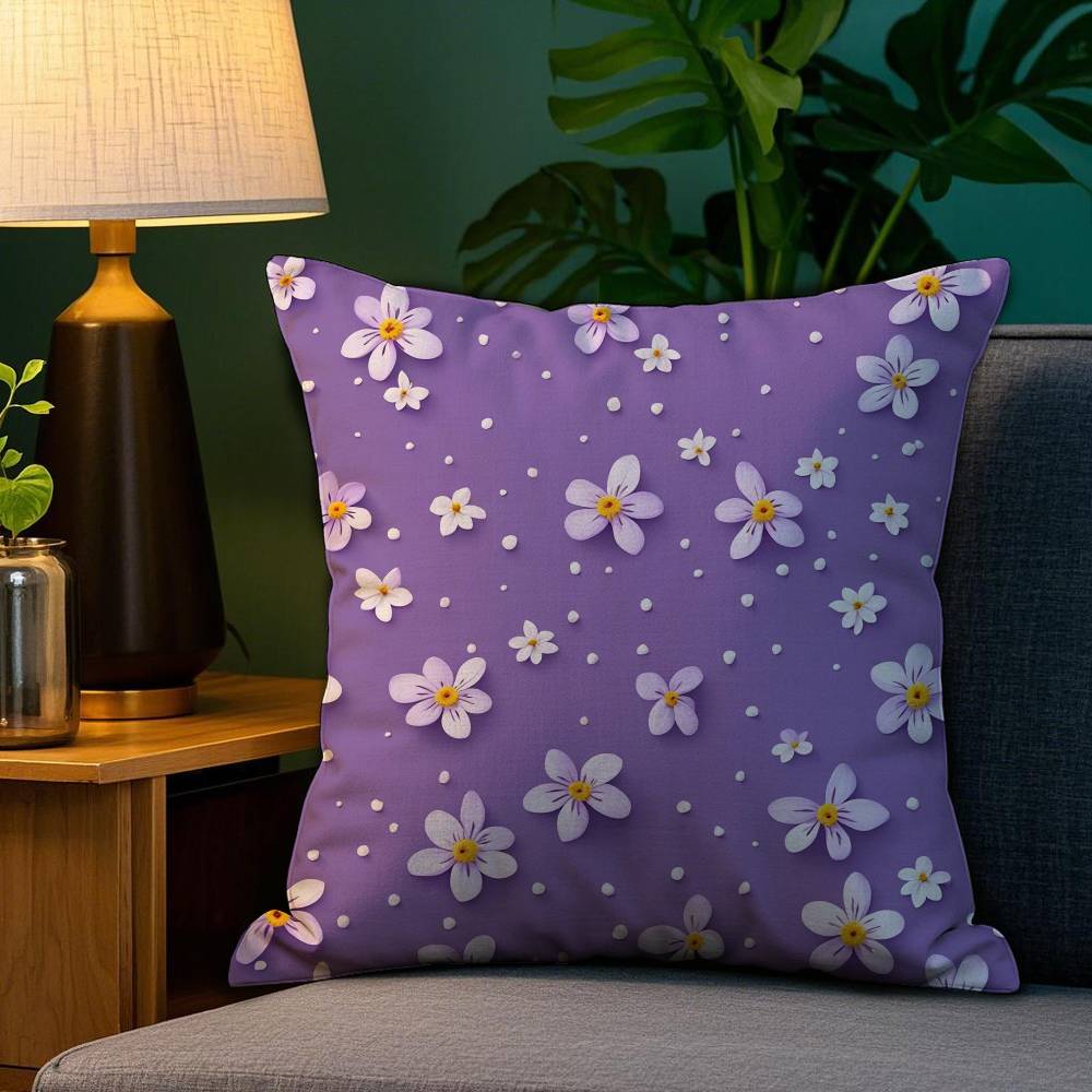 Romantic Daisy Print Spring Pillow Case Plush Fabric Soft Double Sided Print Home Sofa High Quality Cushion Cover Throw