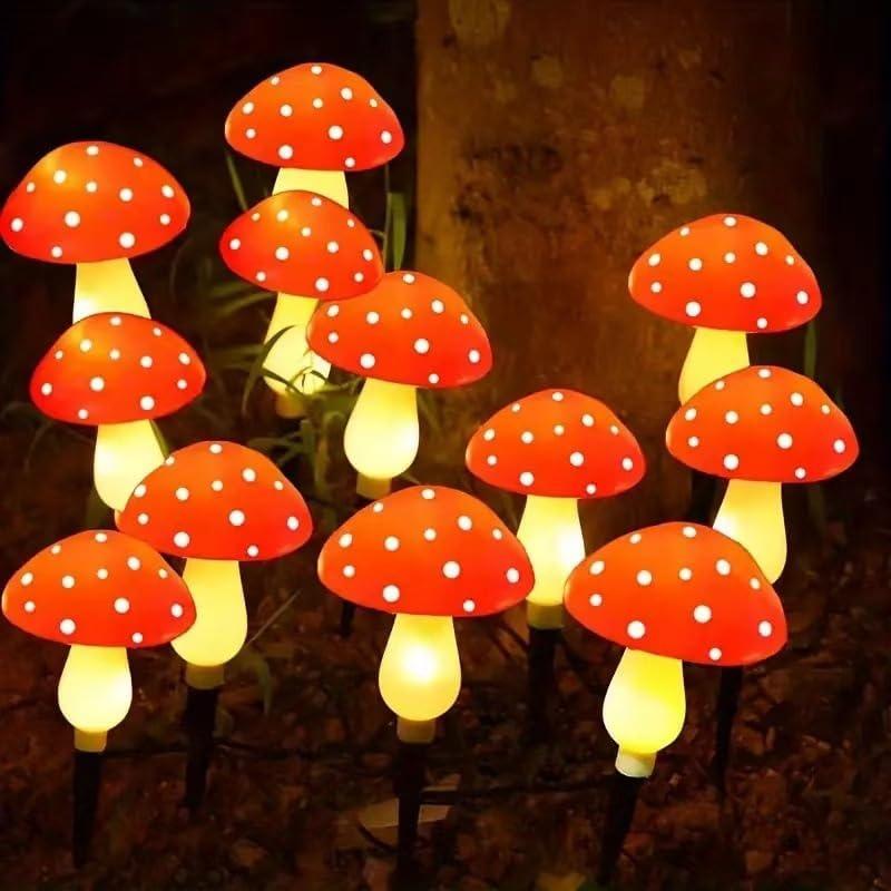 8-Pack/12-Pack/20-Pack Red Solar Mushroom Lamp, 8 Modes, Outdoor Waterproof, for Garden Decor, Christmas, Halloween, Yard, Lawn