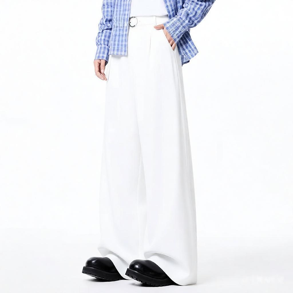 Cleanfit scimitar casual pants men's spring and autumn new trendy brand drape wide legs loose straight pants men