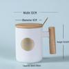 Duoli Minimalist Ceramic Coffee Mug with Wooden Handle, Lid & Spoon