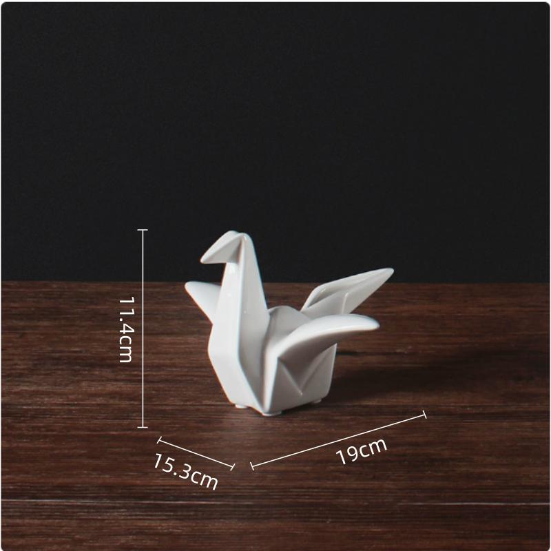Ceramic Handicrafts Silver Paper Crane Geometric Bird Sculpture Origami Decorative Figurines Home Decoration Accessories