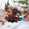 Christmas Santa Claus Dragon Pendants Acrylic Baby Dragon Pendants Realistic Dragon Hanging Ornaments for Xmas Tree