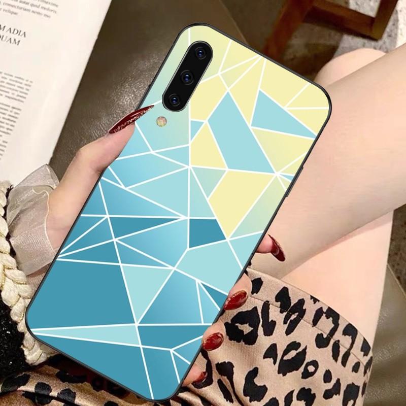 Geometric Abstract Crystal Phone Case For Samsung A91 A81 A73 A72 A71 A30S A20 A12 A13 A52 A53 4G 5G Soft Black Phone Cover
