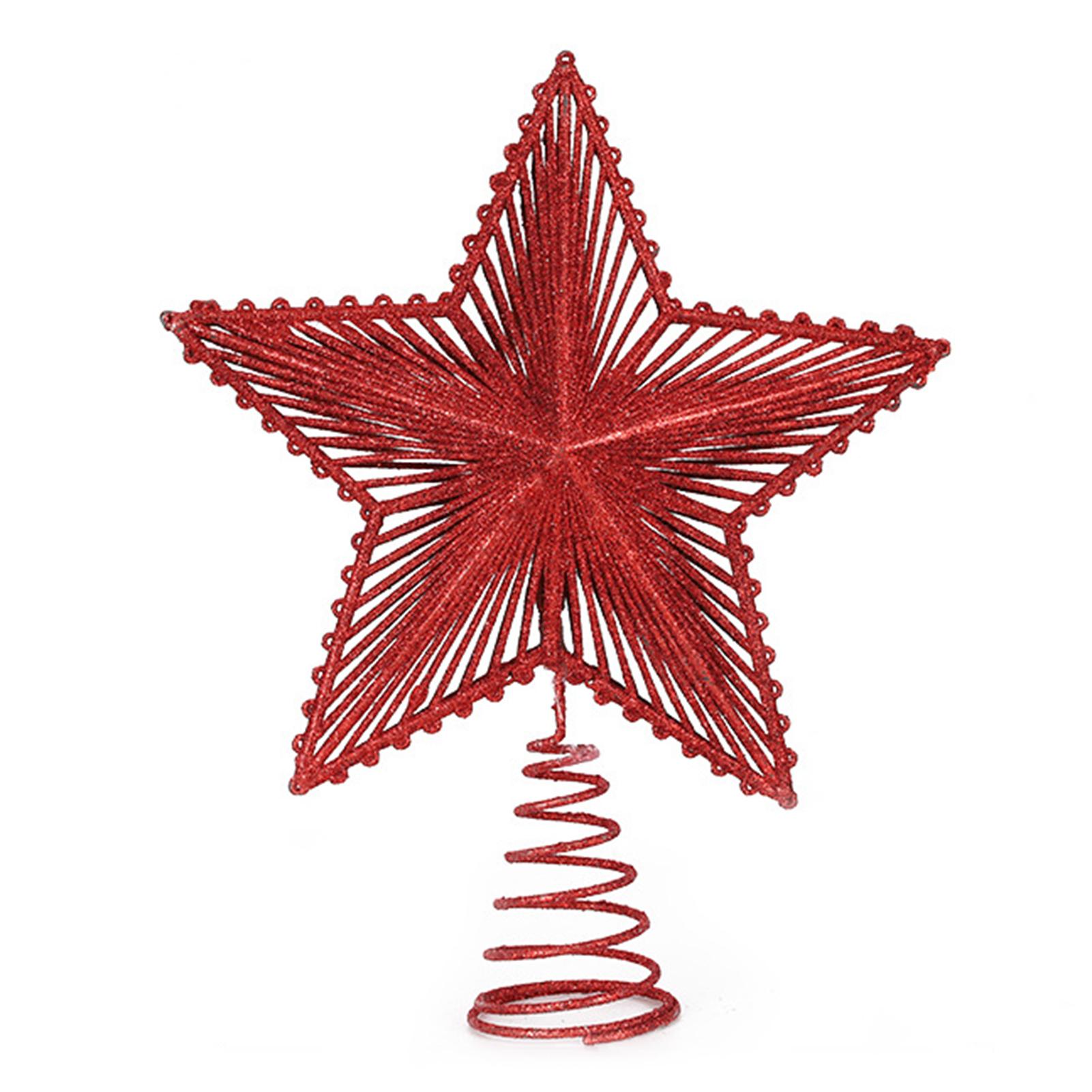 Glitter Xmas Tree Topper Star Decoration Five-Pointed Star Festive Ambiances Personalized Christmas Party Decor Display красный