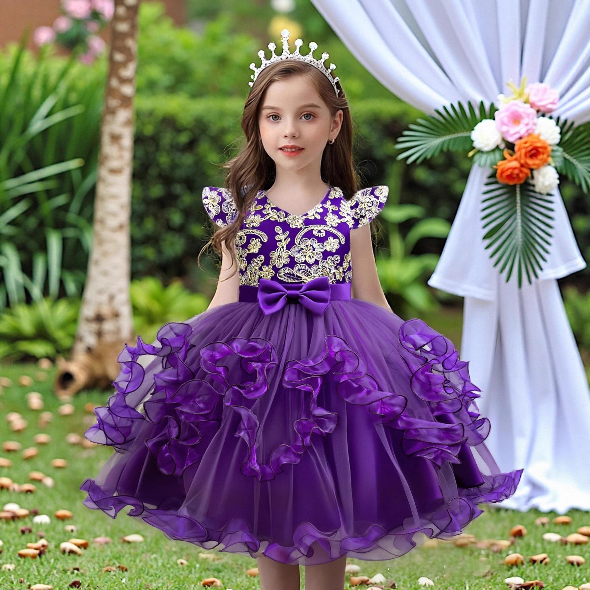 Children s Princess Dress, Performance Costume, Girls  Sequin Tulle Lace Dress 100cm фиолетовый