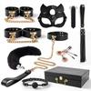Ten Piece Set of Genuine Leather SM Props SP Rhythm Fun Collar Handcuffs Combination Adult Products