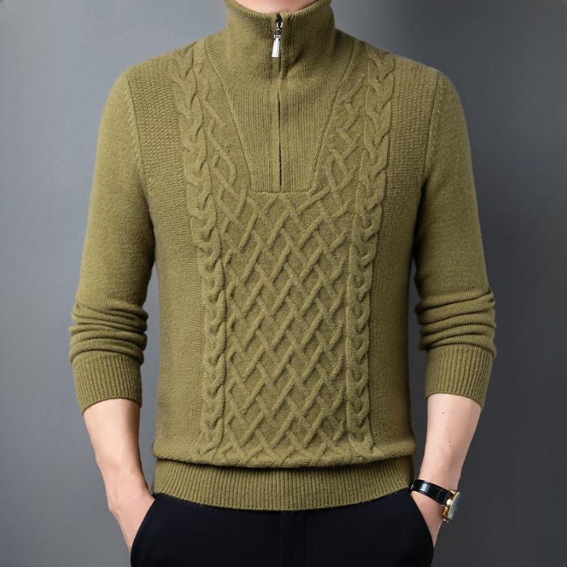 Herbst und Winter Neue Halb-high Neck Verdickt Dicke Nadel männer Pullover Zipper Lose Pullover Gestrickte Pullover Männer